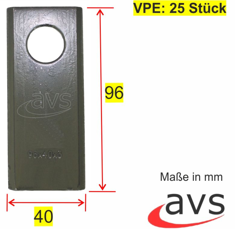 Messer Klingen 96 x 40 x 3 für Kreiselmähwerke Mähklingen 25 Stück