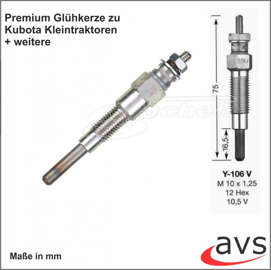 Glühkerze Kubota Motor D1102, V1502, D1302, D1402, VT1502, V1902, S2800