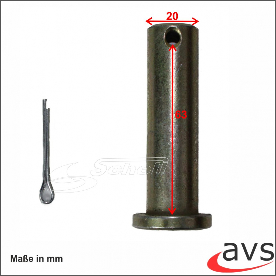 Bolzen L:78 D:20 mit Splint zu Rotator 1to - Zweischalengreifer CGB-50