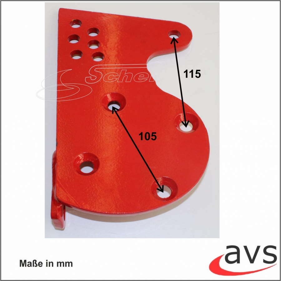 Halteplatte Nachlaufrolle Rechts zu Mulcher DP DPS Serie Rot und weitere