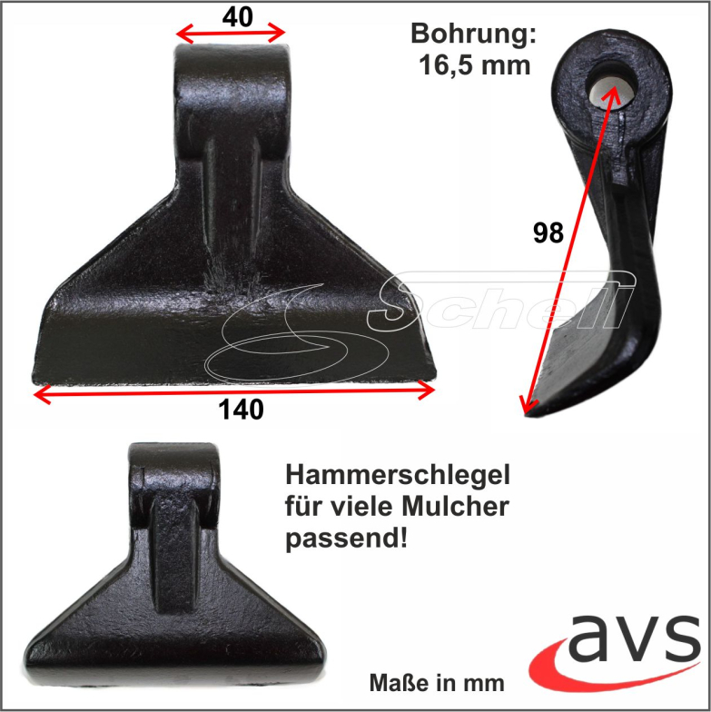 Hammerschlegel Schlegelmesser 1100 Gramm passend für BCS AG AGF Serie und viele weitere Mulcher