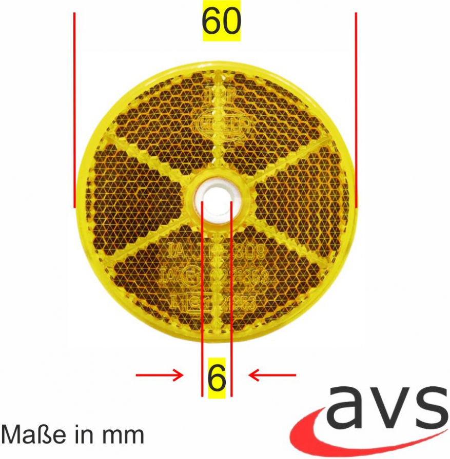 Hella Rückstrahler 60mm Gelb Rund