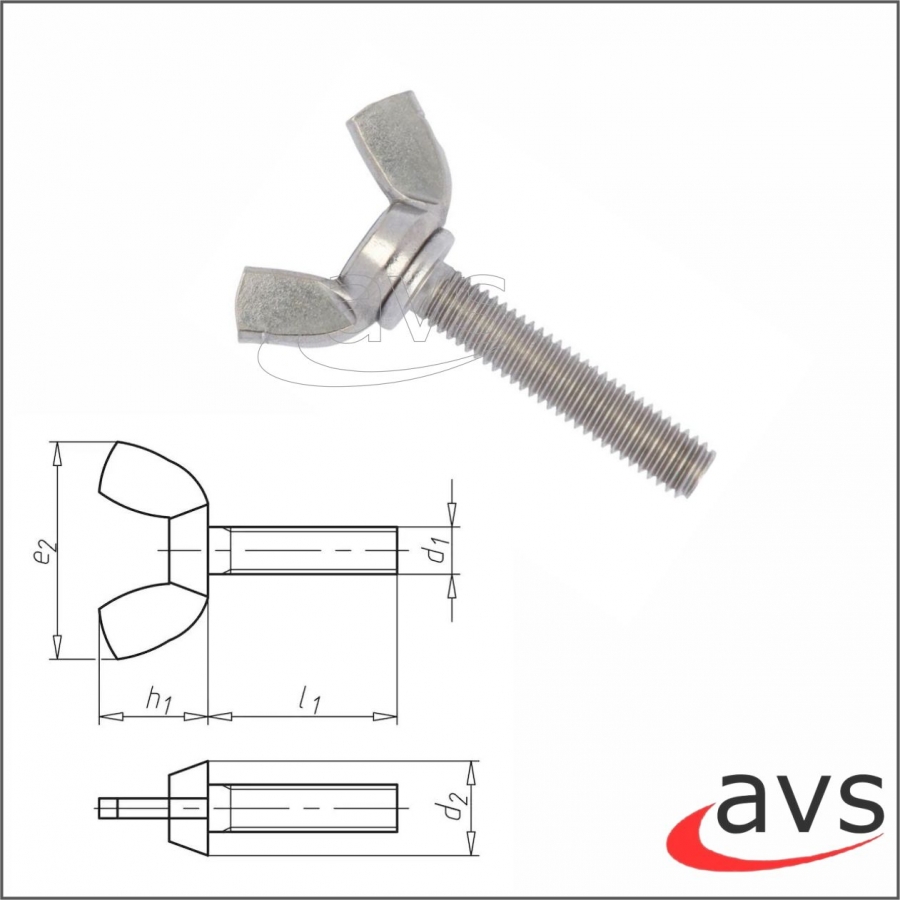 Flügelschraube M6x16 DIN313 Edelstahl A2 blank