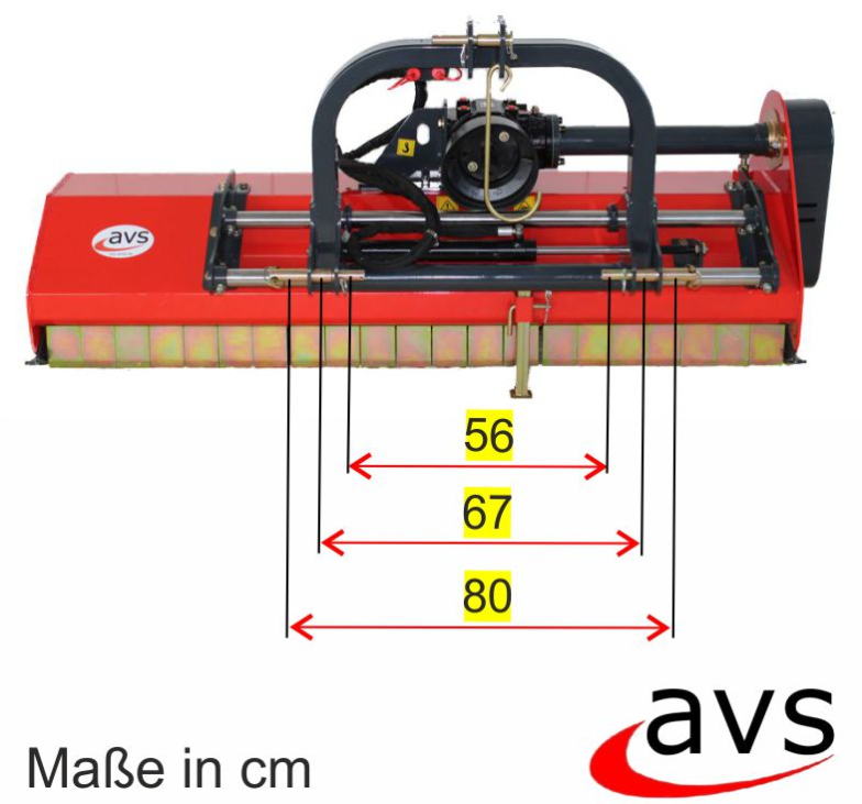 AVS Schlegelmulcher DPS 135cm Mulcher mittelschwere Ausführung Mähwerk hydraulisch verschiebbar Profi rot